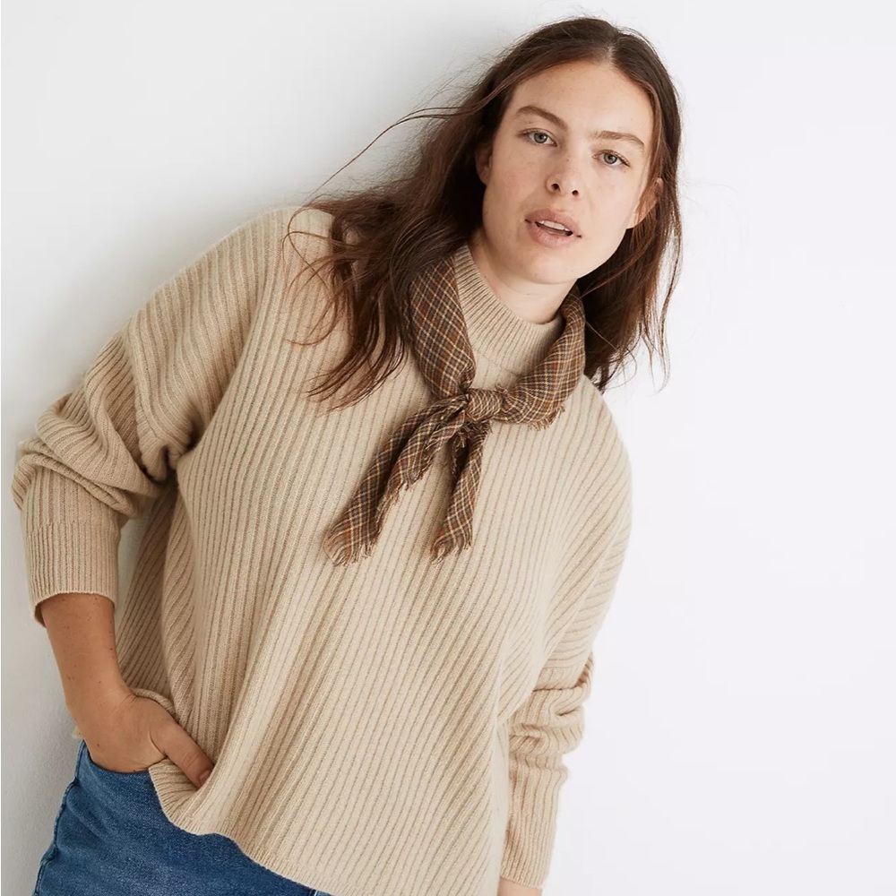 Madewell (Re)sourced Cashmere Ribbed Mockneck Pullover Sweater